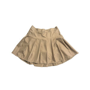 Tamifly Pleated Tennis Skirt Skort Womens Size L Beige Khaki Stretch Waist Zip
